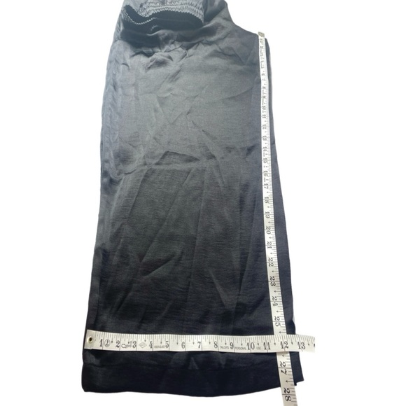 Black Crop Pull On Satin Pant 2X Elastic Tie Waist Plus Size Wide Straight leg - Picture 7 of 7